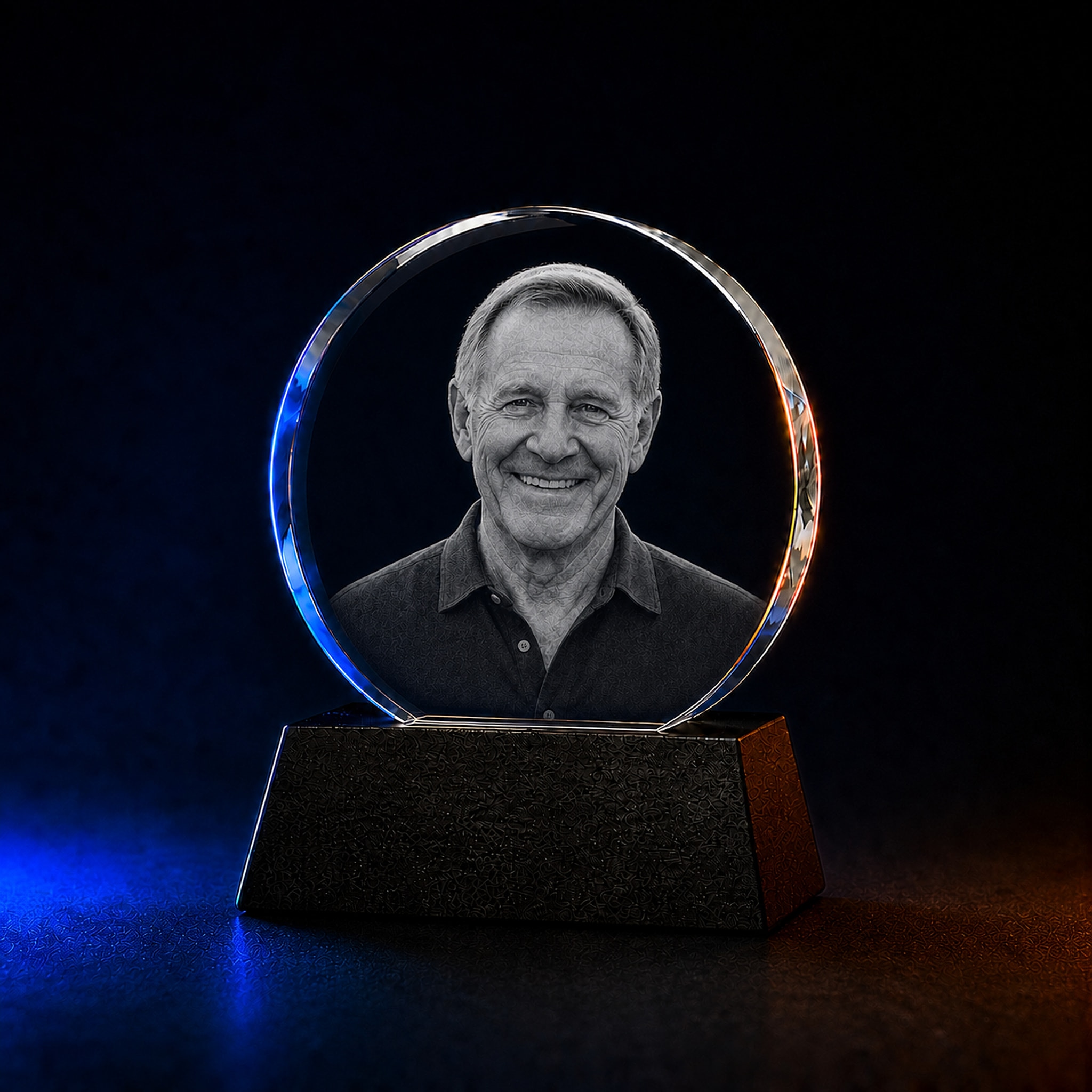 Personalized 3D Circle Crystal with custom laser-engraved photo