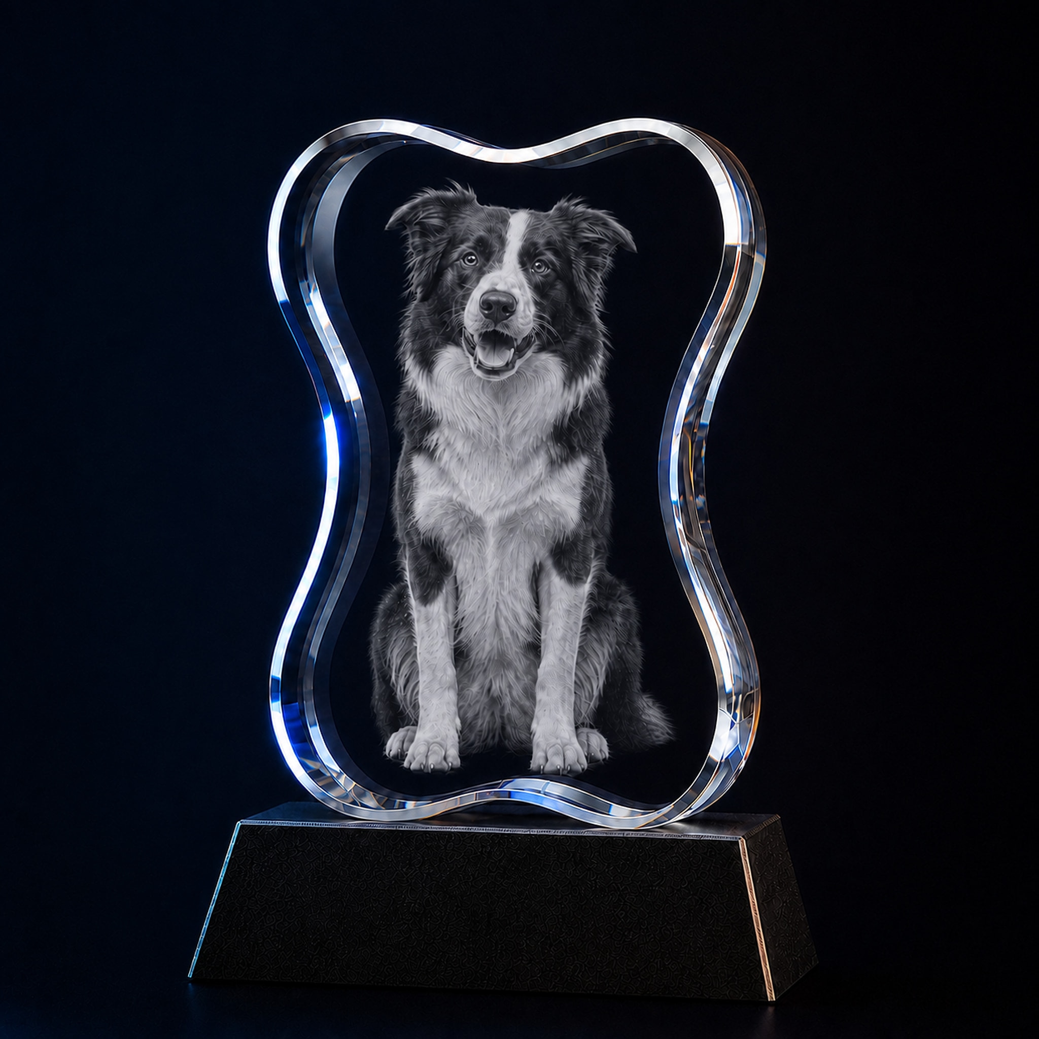Personalized 3D pet memorial crystal with custom laser-engraved photo