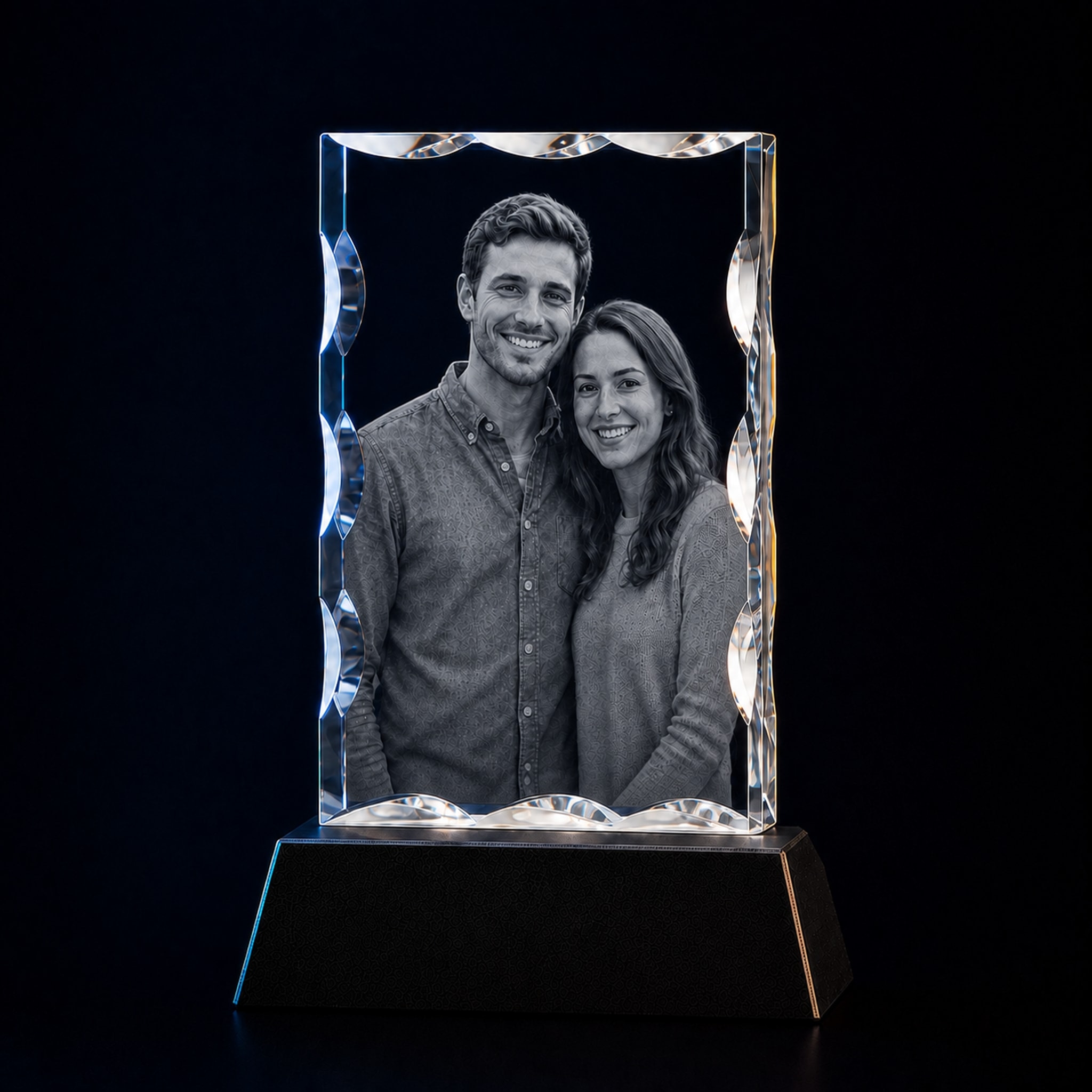 Personalized 3D Cut Crystal with custom laser-engraved photo