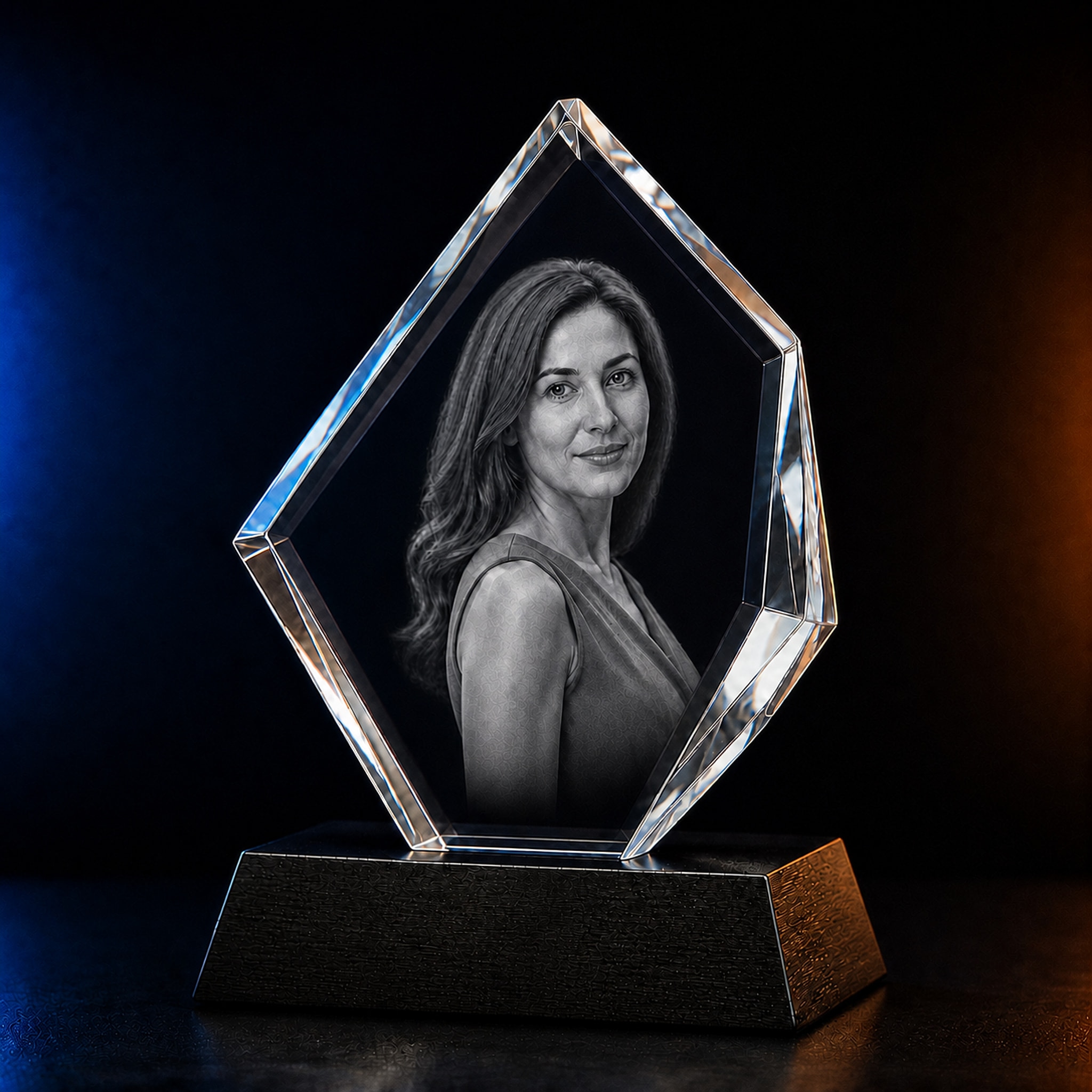 Personalized 3D Iceberg Crystal with custom laser-engraved portrait