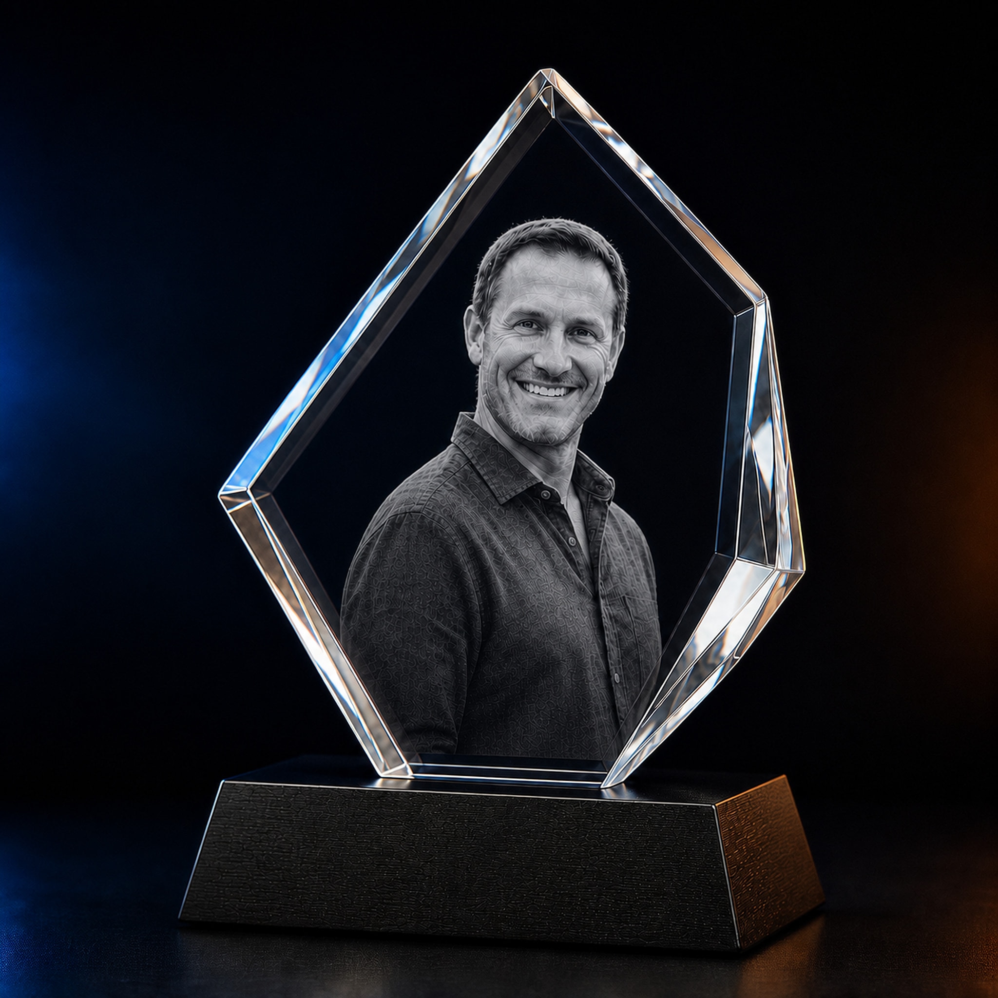 Personalized 3D Iceberg Crystal with custom laser-engraved portrait