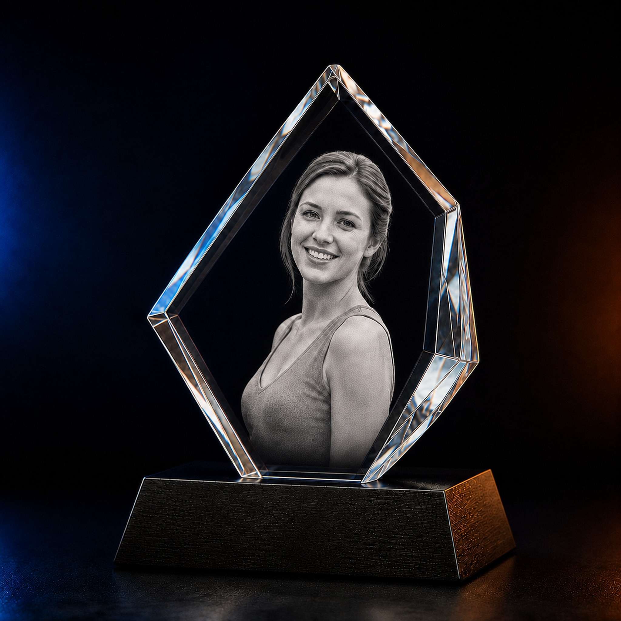 Personalized 3D Iceberg Crystal with custom laser-engraved portrait